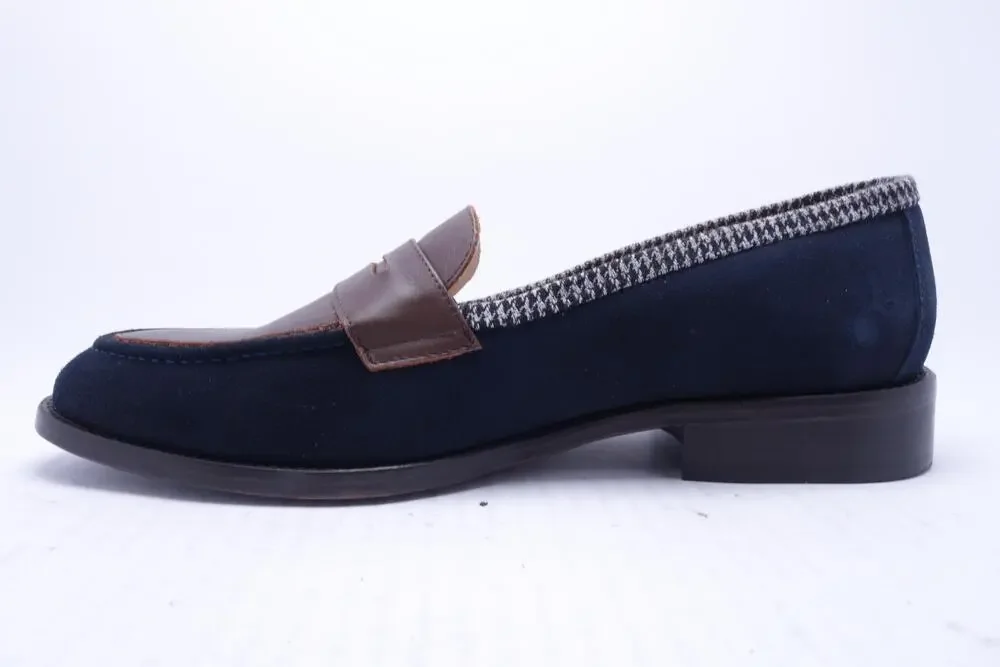 Hockerty Shoes Mens Size 9 Blue Suede Penny Loafers Slip On Made In Spain